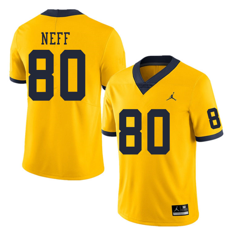 Men #80 Hunter Neff Michigan Wolverines College Football Jerseys Sale-Yellow
